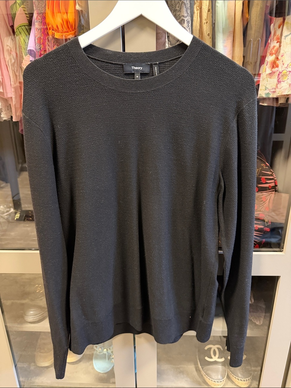 Theory Men's Black Crewneck Knit Sweater